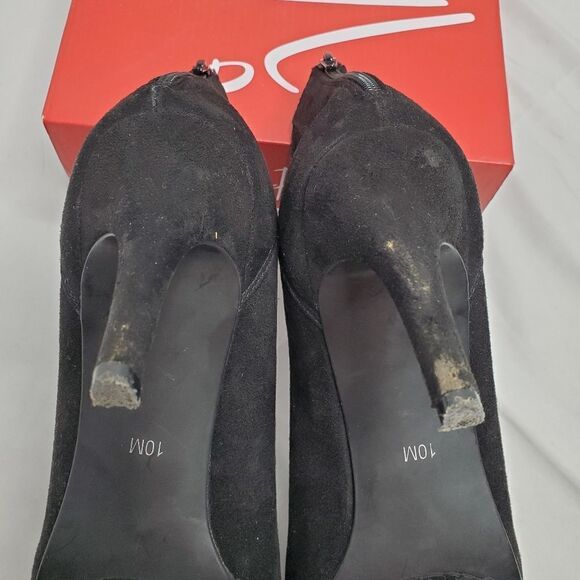 IMPO Tyra black vegan suede zip back pump heels with box 10 - Picture 11 of 11